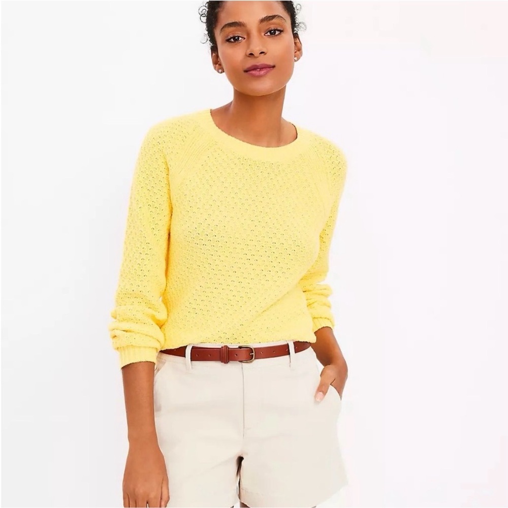 LOFT Raglan Yellow Crew Neck Sweater